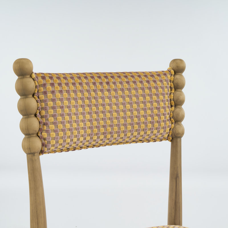 Hulu Chair, Pink Checker, Natural Wood
