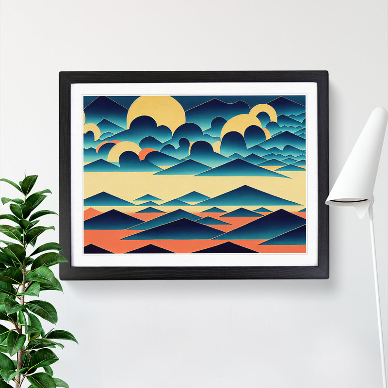 Abstract Mountain Clouds - Framed Print, Black, 46cm H x 64cm W x 2cm D