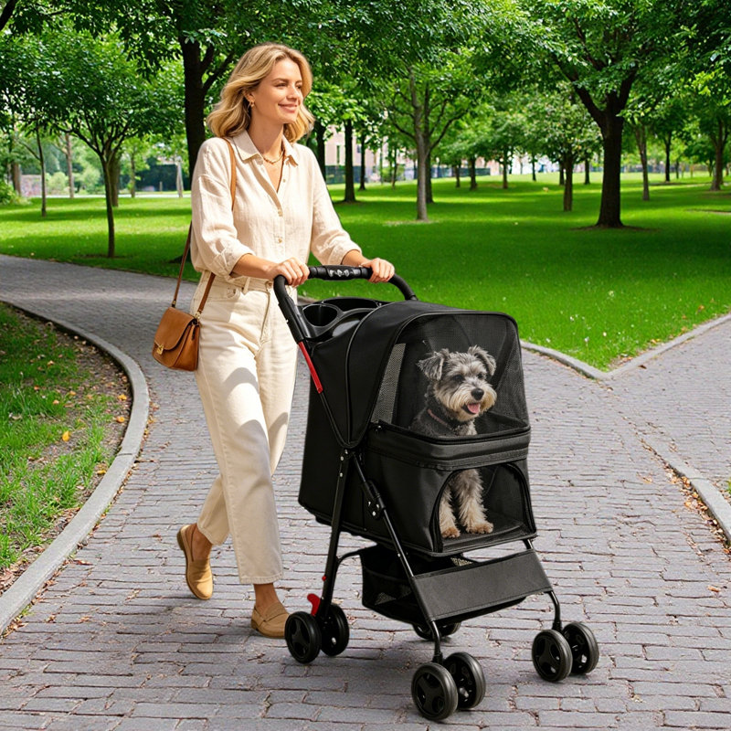 Foldable Pet Stroller, Black