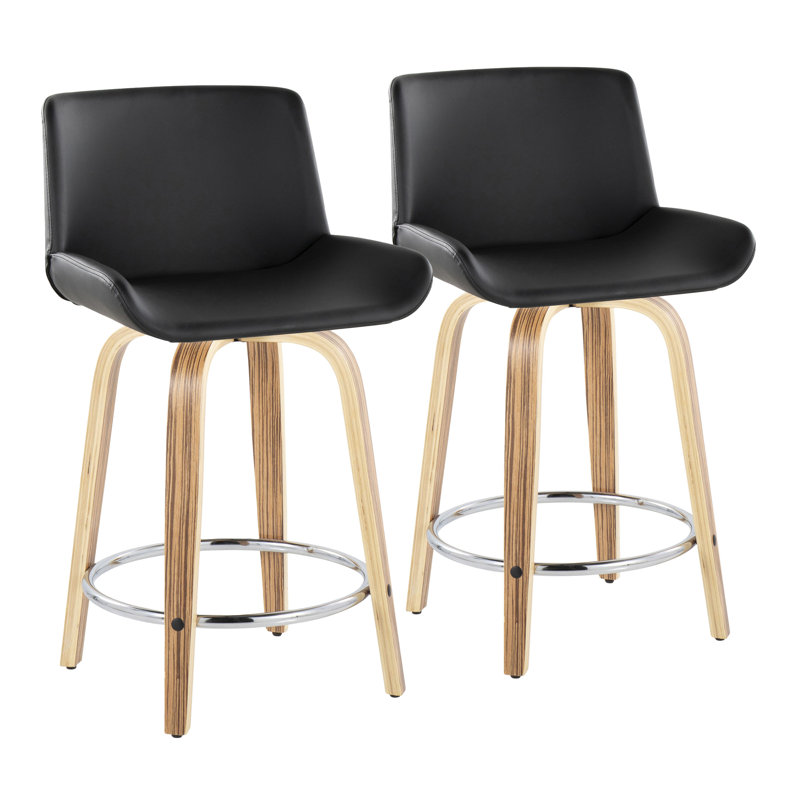 Tabouret à hauteur fixe Santi - ensemble de 2, Noir, Tabouret de comptoir (siège d’une hauteur de 24