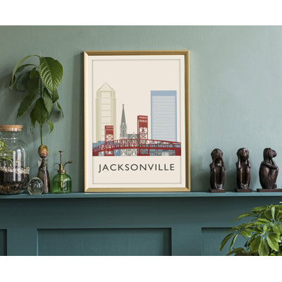 Illustration de Jacksonville, villes américaines, impression sans cadre, affiche de l'État de la Floride