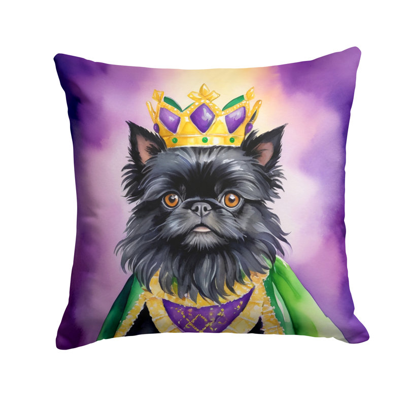 Coussin décoratif King of Mardi Gras English Springer Spaniel, Affenpinscher, Carré 14 po