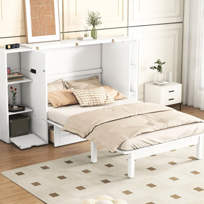 Lit peu encombrant avec configurations de tablettes, tiroirs et options modernes pour grand lit,