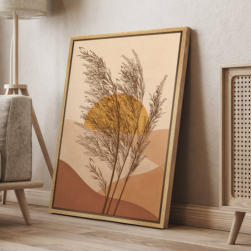 Soleil et lune, fleurs sauvages, paysage désertique abstrait, photos de bohème moderne, impression numérique sur toile, impression numérique sur toile encadrée