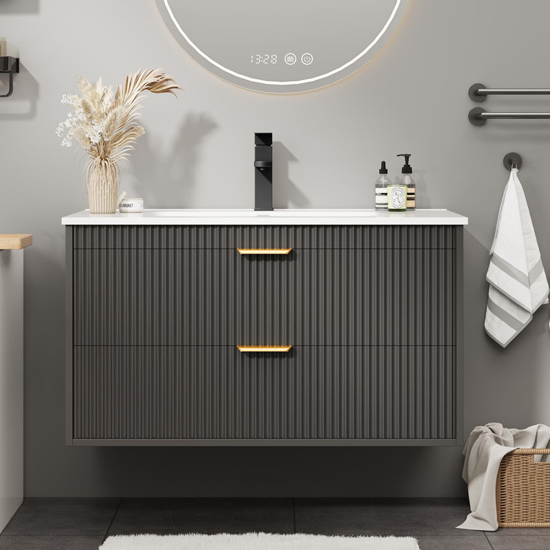 Bathroom Vanity With Sink Combo, Black, 30"