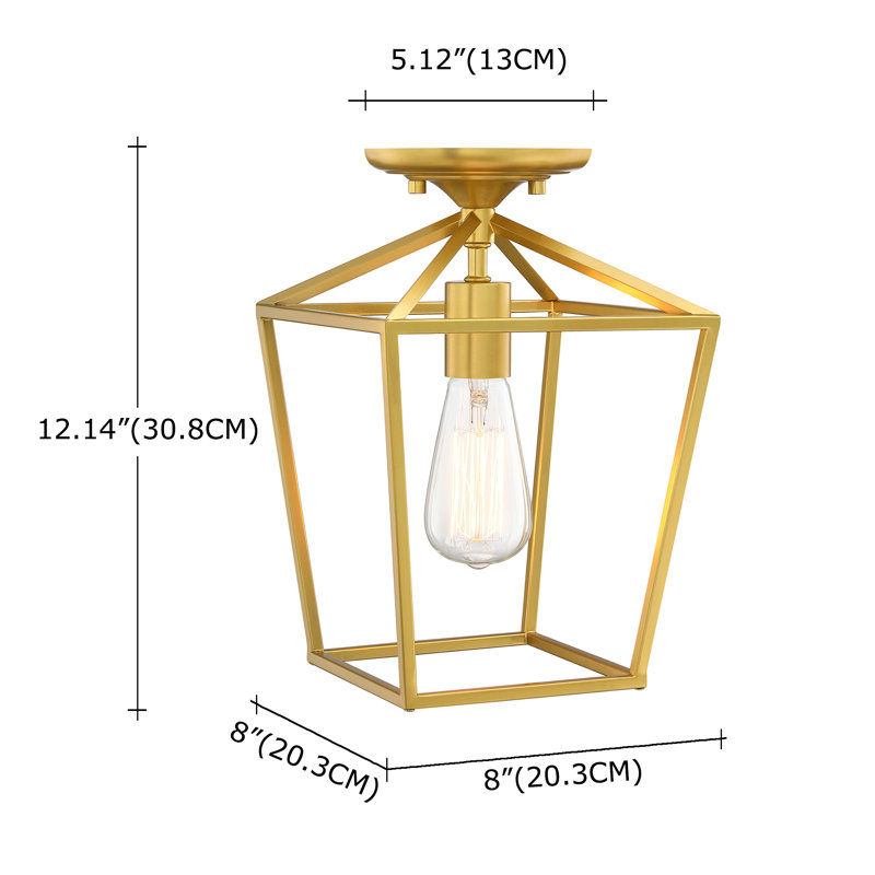 Plafonnier semi-encastré 1 lumière 12 po 1 lumière, Doré