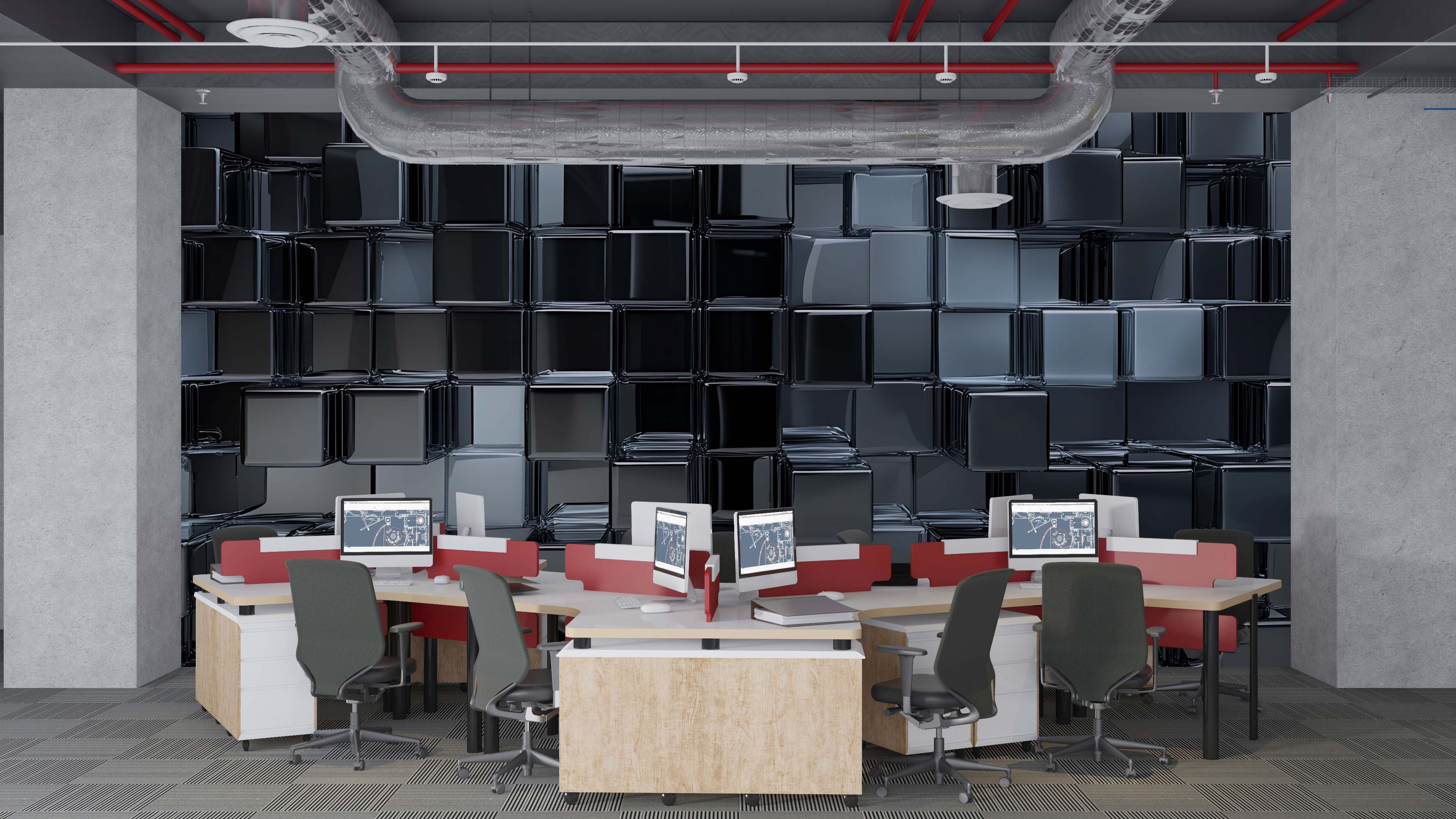 Orren Ellis Modern Office Wall Art Wallpaper - Abstract Tile Pattern ...