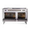 Cuisinière à double combustible ILVE Nostalgie II Series 60 po avec 7 brûleurs scellés, plaque de cuisson et table française (propane liquide, porte pleine)-134208554-134208569