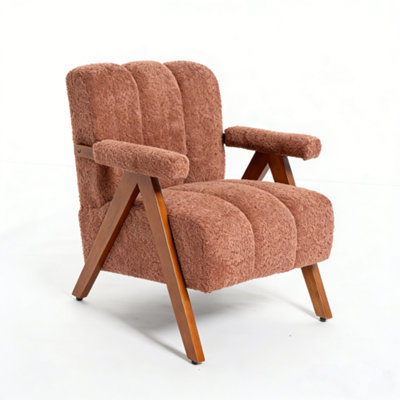 Medieval-modern style decorative chairs, cloud-shaped lounge armchairs, solid wood frame, chenille fabric, 2-piece set