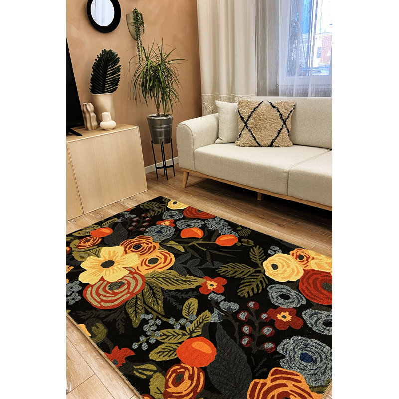 Tapis à motif floral Floret, Rectangle 4 pi 11 po x 9 pi 10 po