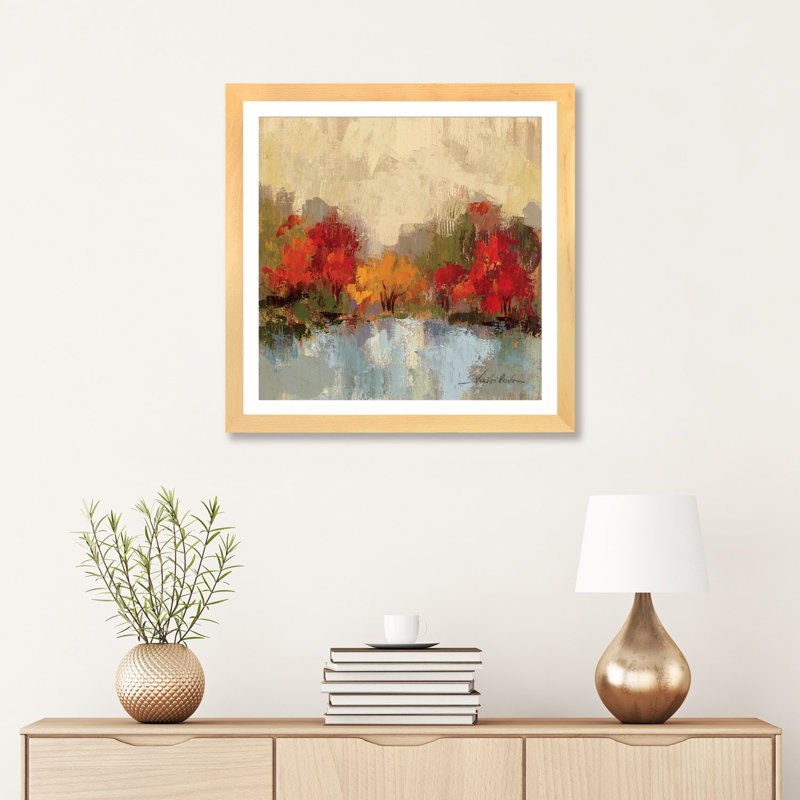 «Fall Riverside I» par Silvia Vassileva - reproduction d'art, Cadre papier naturel, H 24 po x l 24 po x p 1 po