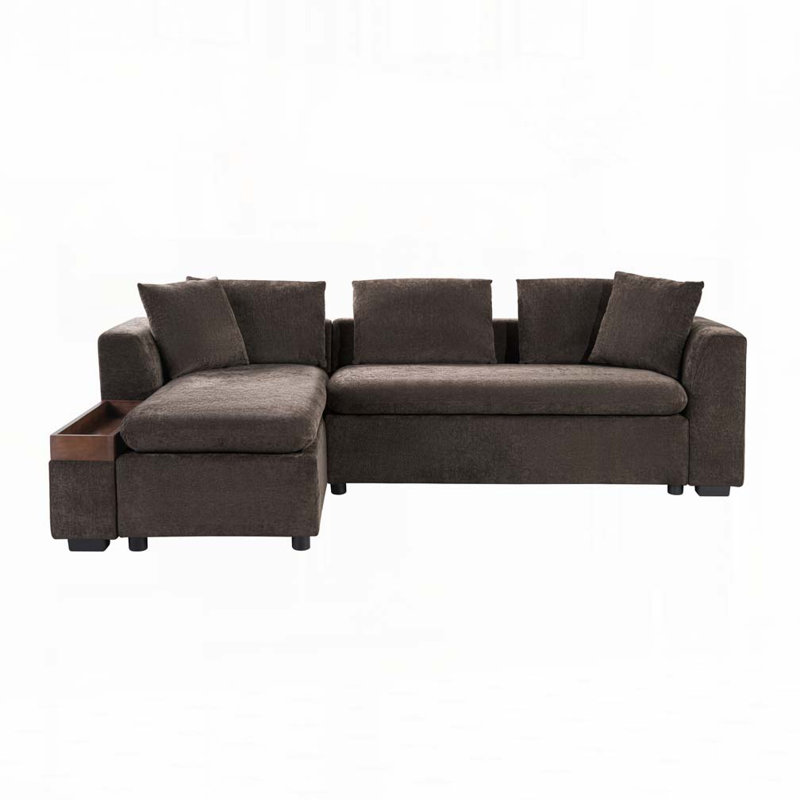 Jossilynn 94"W L-Shape Upholstered Convertible Sectional Couches Sofas, Brown
