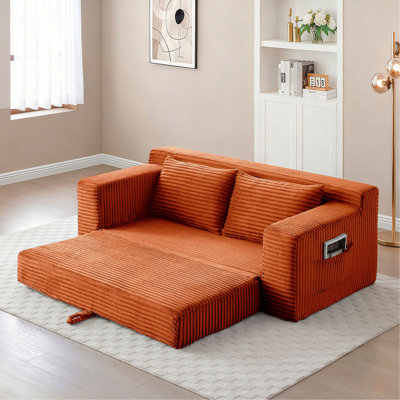 Memory Foam Cloud Loveseat Sofa, 2 In 1 Convertible Folding Couch Bed, No Assembly Compressed Corduroy Floor Lounge Sofa For Apartment Office Bedroom Living Room