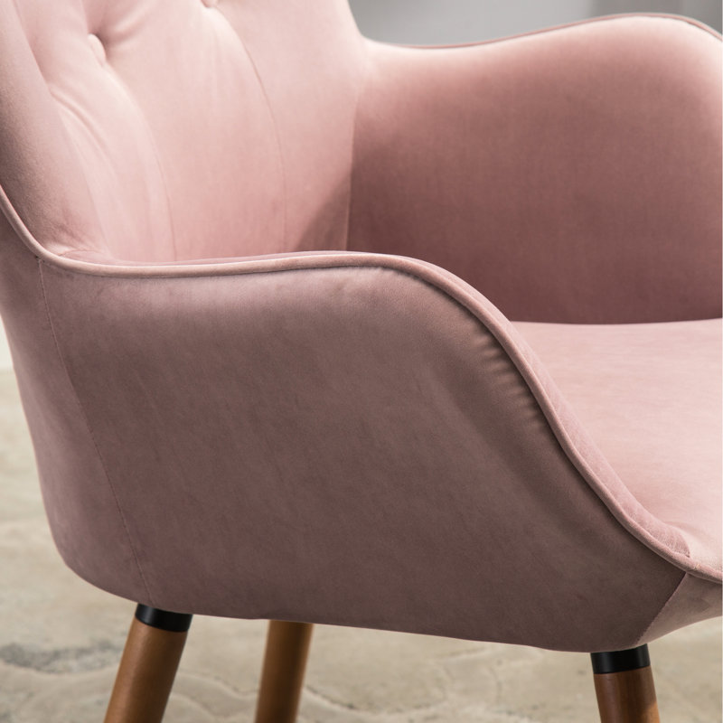 Chaise avec dossier en velours mauve, pieds en bois franc, chaise d'appoint avec pieds en bois massif d'aspect contemporain