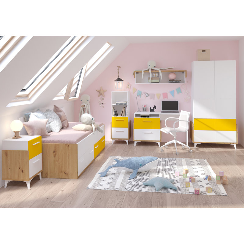Mazzeo Writing Desk, 76cm H x 125cm W x 57cm D, Yellow, Left