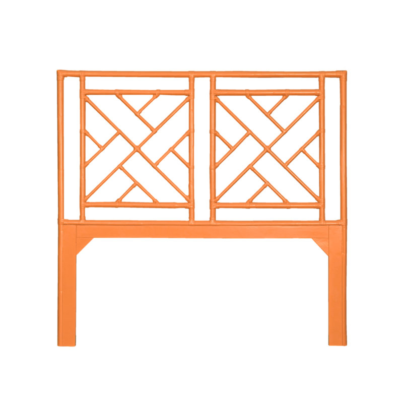 Cowden Geometric Rattan Headboard, Queen, Citrus Orange