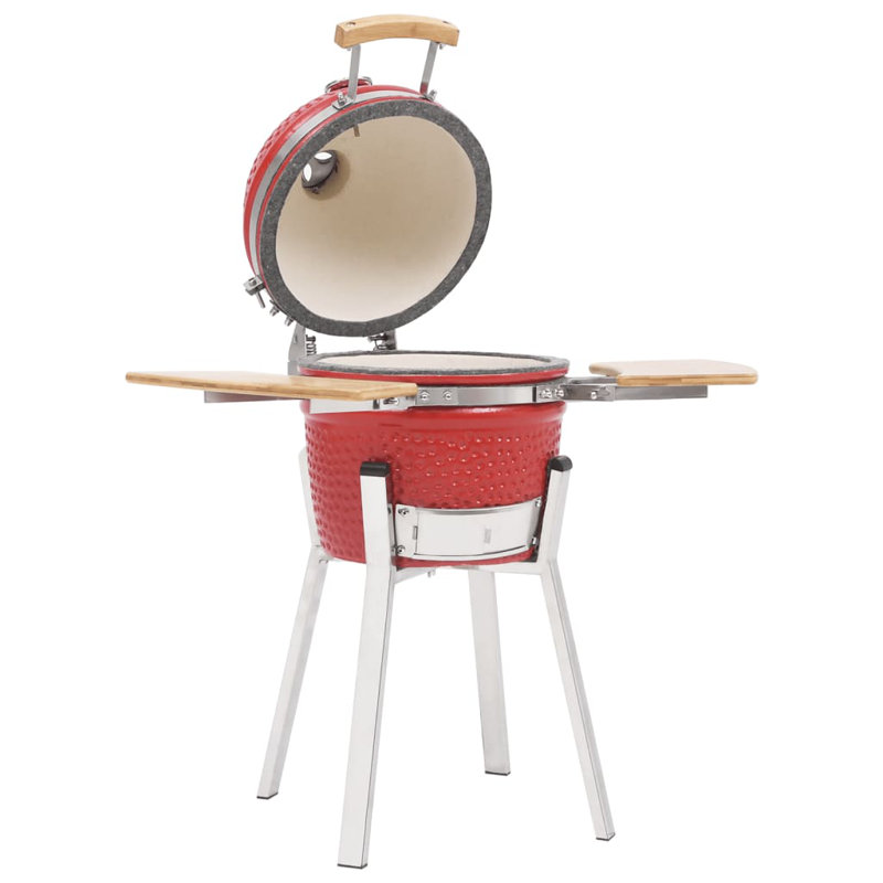 Barbecue au charbon avec tables d'appoint pliantes 29,9 po, Rouge