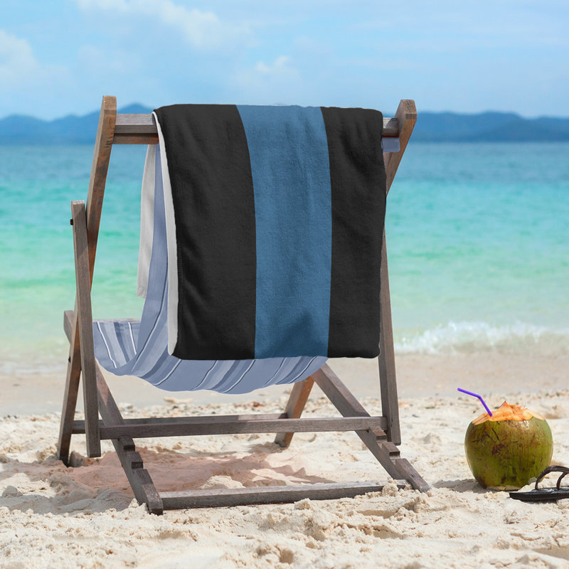 Columbus Lightweight Beach Towel, Microfiber, Black/Blue/Black