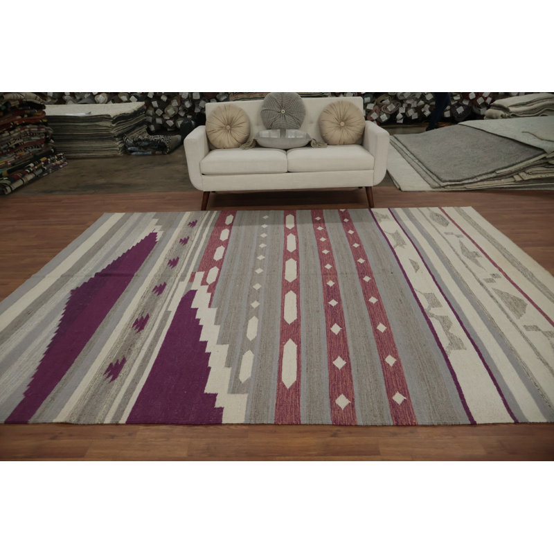 Tapis kilim à motifs géométriques élégants 8 x 10