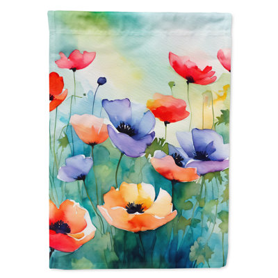 Anémones dans le drapeau de la maison à l'aquarelle
