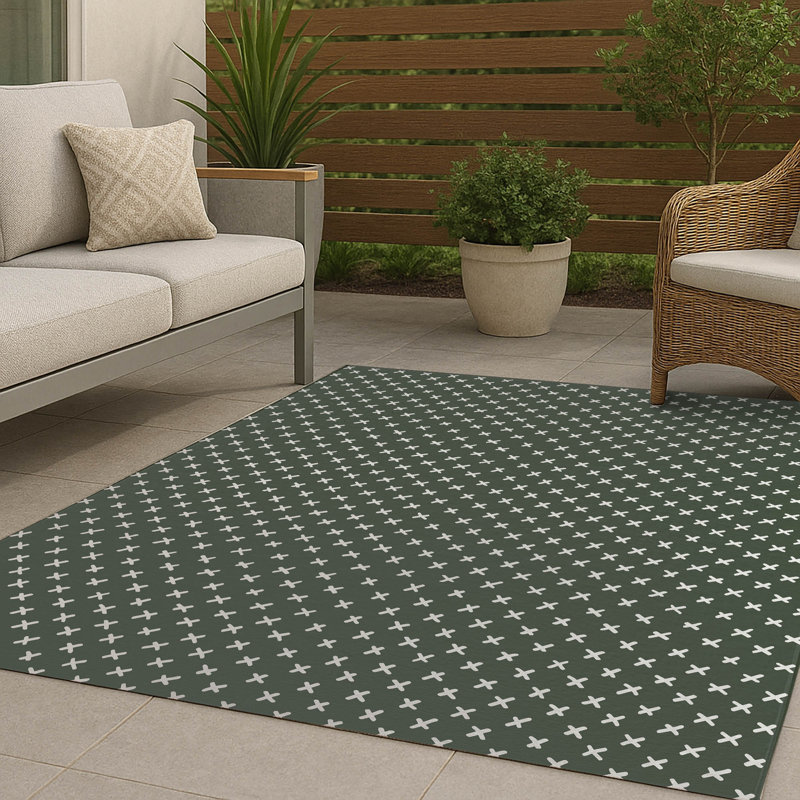 Criss Cross Non-Slip Outdoor Rug, Rectangle 8' x 10'