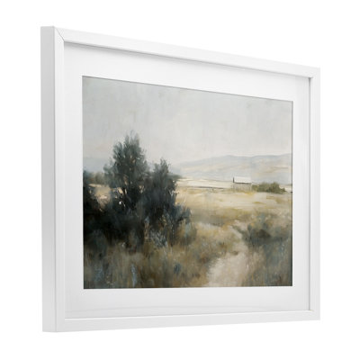 Distant Barn Country Expanse Framed Print Under Glass, design by Nina Blue