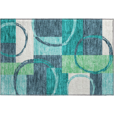 Tapis bleu sarcelle lavable à la machine de qualité supérieure Prisco