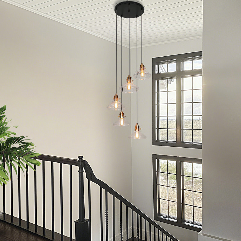 Luminaire suspendu moderne à 5 lumières avec plafond rond de 13,7 pouces Modern