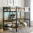 Metal  Loft Bed  with Power Outlet and LED Lighted, Space-Saving, Noise Reduced, Black-2121585897