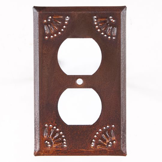No Subject 1 - Gang Duplex Outlet Standard Wall Plate, Rustic Tin
