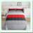 Ombre Stripes Comforter Set - Modern Abstract Art Duvet Insert with Red Patchwork Design, Farmhouse Decor Queen Size Bedding in Grey and Black