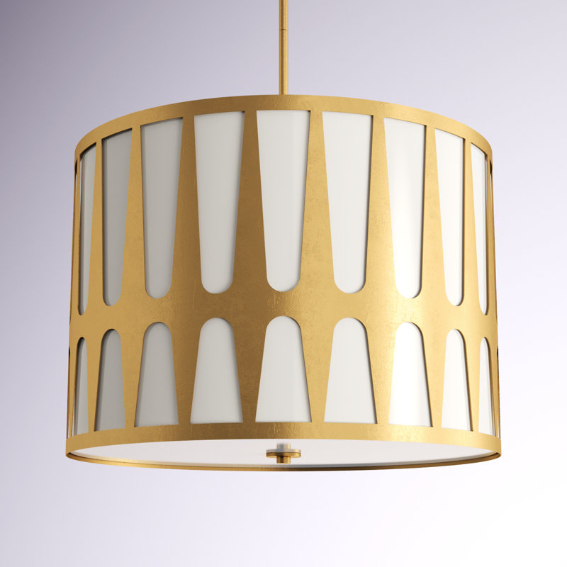 Luminaire suspendu cylindrique 5 lumières Athziri, Or, 24"