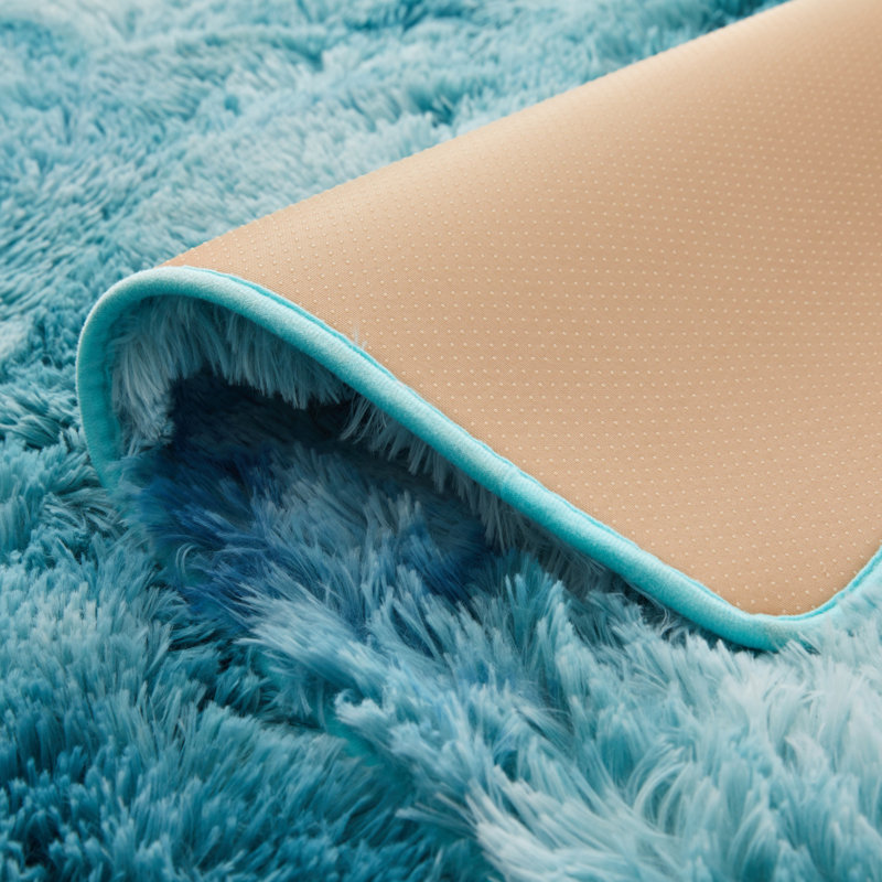 Standard Shaggy Tye Dey Teal Cozy Non-Slip Area Rug , Rectangle 60 x 110cm