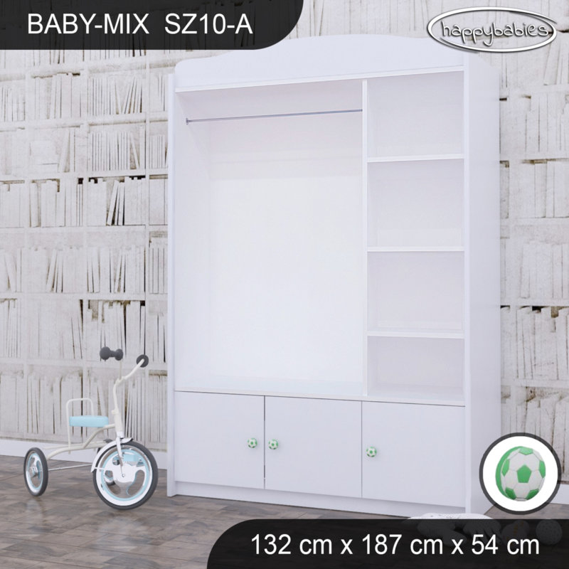 Baby 6 Door Wardrobe, Green/White