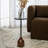 Transitional Handmade Solid Hard Wood & Marble Martini Drink Table