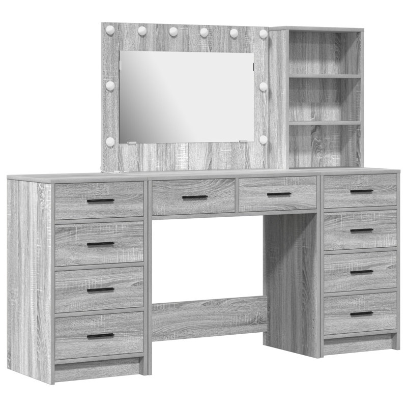 Set Of 3 Engineered Wood Standard, Grey Sonoma
