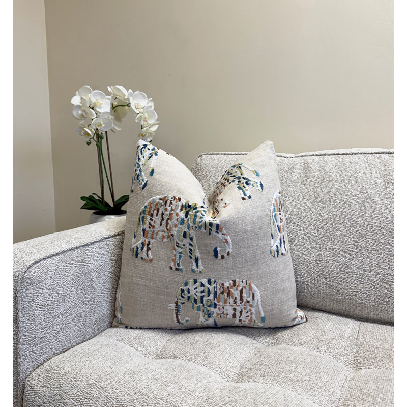 Elephant Velvet Throw Pillow Cover, 22"H x 22"W