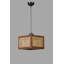 Élégant lustre réglable, bois sapin et rotin naturel, capuchon 10,2 po x 10,2 po | Design moderne avec métal peint au four statique | Douille E27, 40 W maximum | Parfait pour le salon et la salle à manger-596106755-596106765
