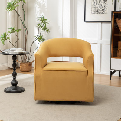 Fumiyo Velvet Swivel Barrel Chair