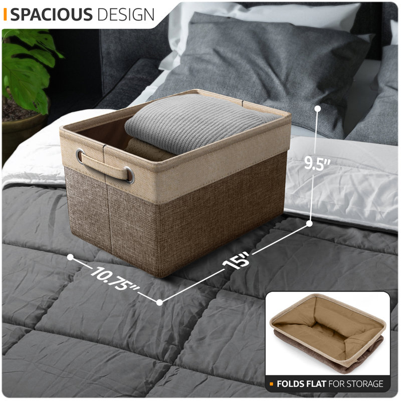 Sorbus Fabric Cubby Organizer with Handles, Brown