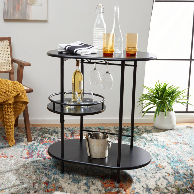 Roselynn Metal Bar Cart, Black, Matte Black
