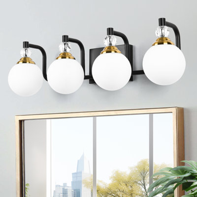 Luminaire de meuble-lavabo de salle de bain avec abat-jour en verre blanc opale
