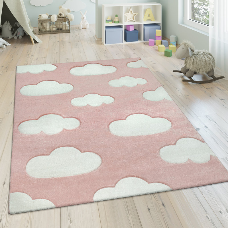 gagnon Pink/White Area Rug, Rectangle 4'7" x 6'7"