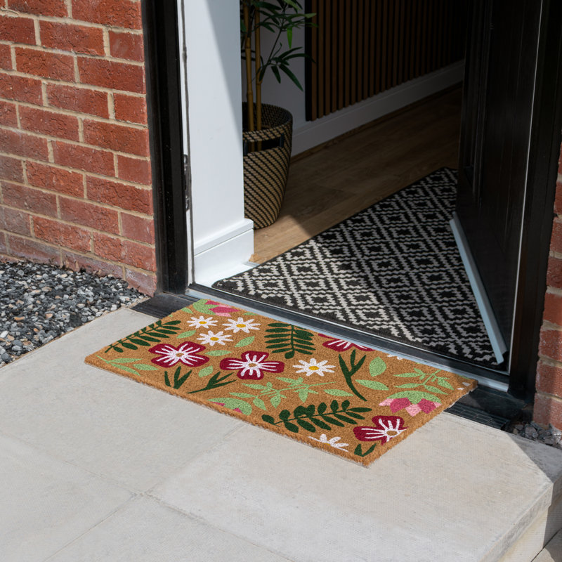 Latex Backed Eco-Friendly Coir Doormat Flowers - 45x75cm approx.