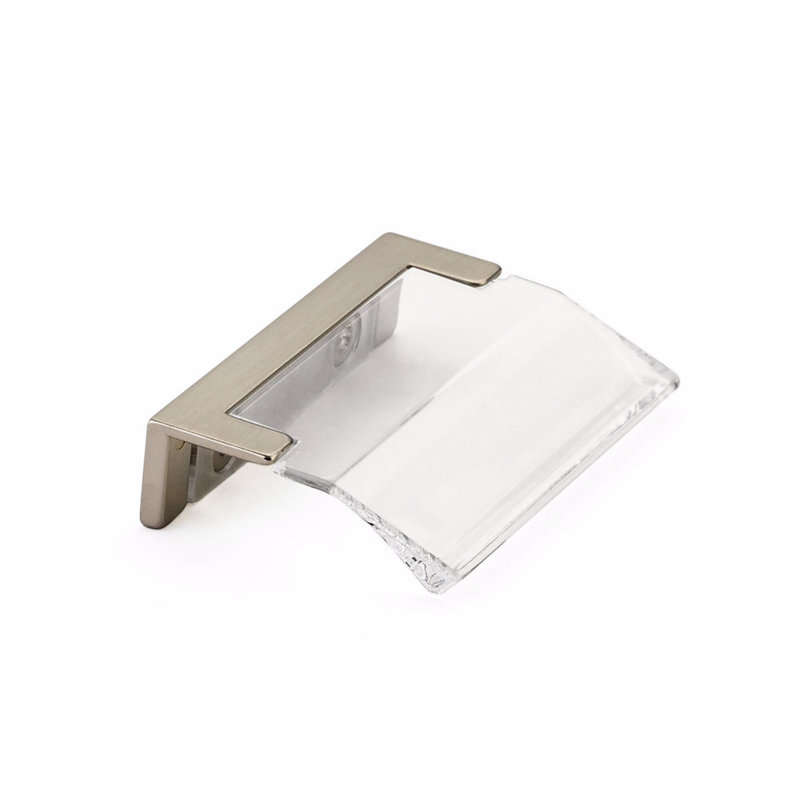 Positano Finger Pull, Satin Nickel/Clear