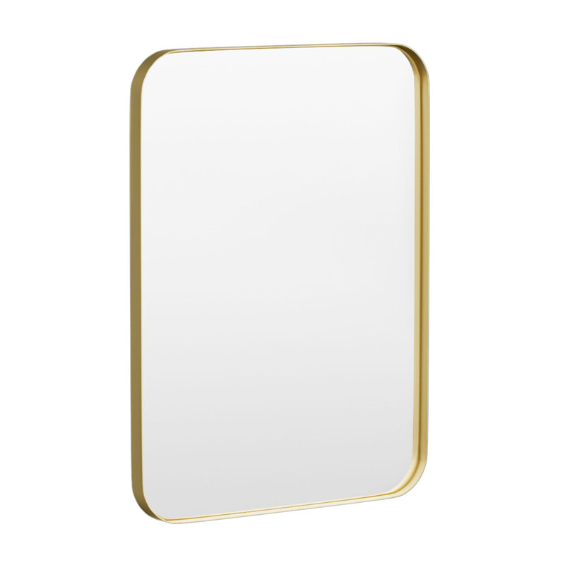 Cozy Design Tempered Glass Framed Wall-Mounted Bathroom Vanity Mirror, 32" x 24", Gold, Rectangle