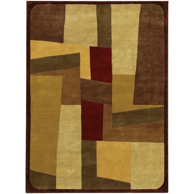 Aadi Abstract Hand-Knotted Wool Yellow/Brown/Red Area Rug