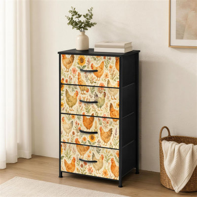 Commode à 4 tiroirs pour la chambre à coucher sans couture aquarelle poulets fleurs sauvages tons pastel petite grande commode pour les organisateurs de placard avec commode