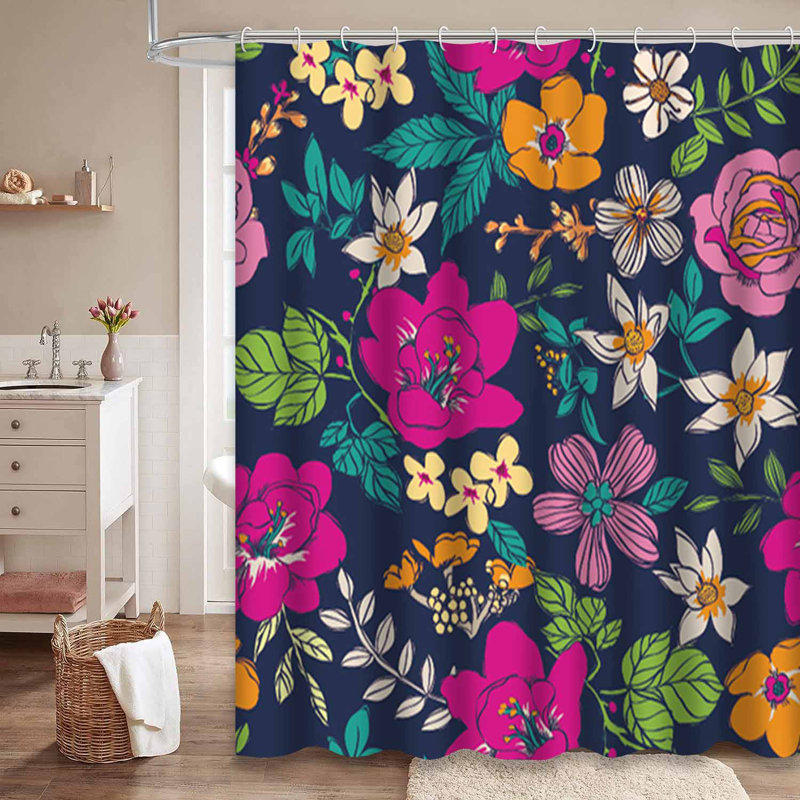 Rideau de douche imperméable Hibiscus Hawaiian, L 72 po x l 78 po