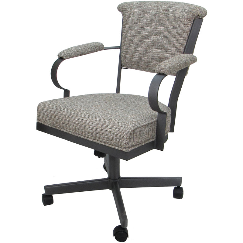 Chaise pivotante en métal Magaw, Mélange de polyester brun clair, Gris